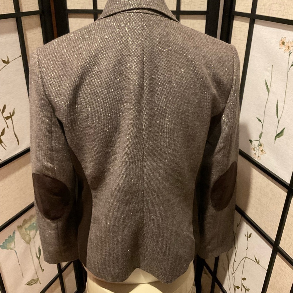 Liz Claiborne Jacket with Faux Suede Inserts and Gold Flecks Size M - Picture 4 of 9